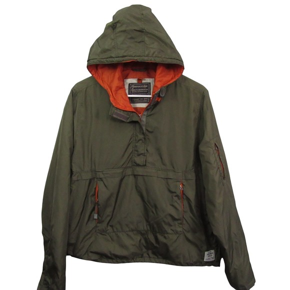 Abercrombie & Fitch Mens Anorak Jacket M Green Hooded Vintage Windbreaker - Picture 1 of 13